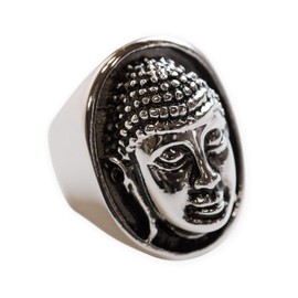 Fly Style Large Buddha Signet Ring Made of 316L Stainless Steel for Men and Women, Stainless Steel