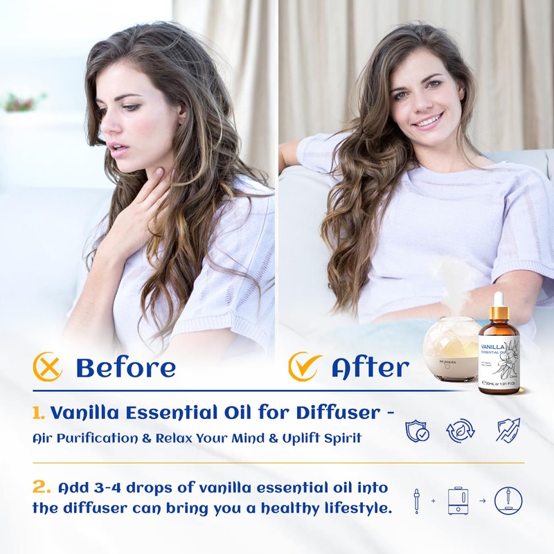 HIQILI 1 Fl Oz Vanilla Essential Oil, 100% Pure Natural