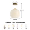 KCO Lighting Milk Glass Ceiling Light Fixture Ribbed Flush Mount