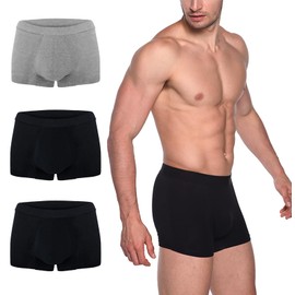 AIRCUTE Washable Absorbency Urinary Incontinence Underwear for Men Bladder Leakage Protection Boxer Briefs 60 ML 3 Pack (3X-Large, Black-Black-Gray)