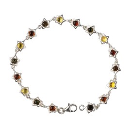 Sterling Silver Multicolored Baltic Amber Bracelet Aster