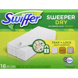 Swiffer Sweeper Dry Sweeping Pad Refills, Febreze Lavender Vanilla and Comfort Scent, 16 ct