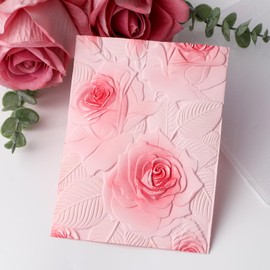 OTCRAFT 3D Plastic Embossing Folders Rose for DIY Scrapbooking Photo Album Card Paper Craft Decoration for Card Making,Embossing Template Paper Card 6.3" L x 4.5" W Embossing Stencil