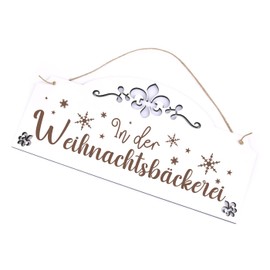 Christmas Sign In der Weihnachtsbäckerei Snowflakes Door Sign with Ornaments 28 x 13 cm