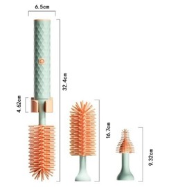 Elektrisches Babyflaschenbürsten-Reinigungsbürstenset mit 2 Geschwindigkeiten und Rotierenden Silikonborsten, Flaschen-, Schnuller- und Strohbürstenreiniger (Rosa)