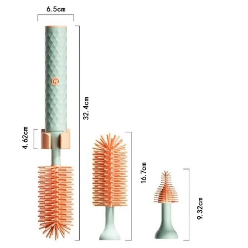 Elektrisches Babyflaschenbürsten-Reinigungsbürstenset mit 2 Geschwindigkeiten und Rotierenden Silikonborsten, Flaschen-, Schnuller-