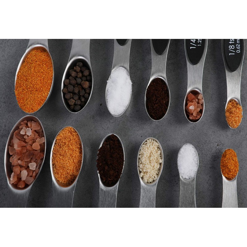 Magnetic Measuring Spoons Set of 6 Stainless Steel Dual Sided
