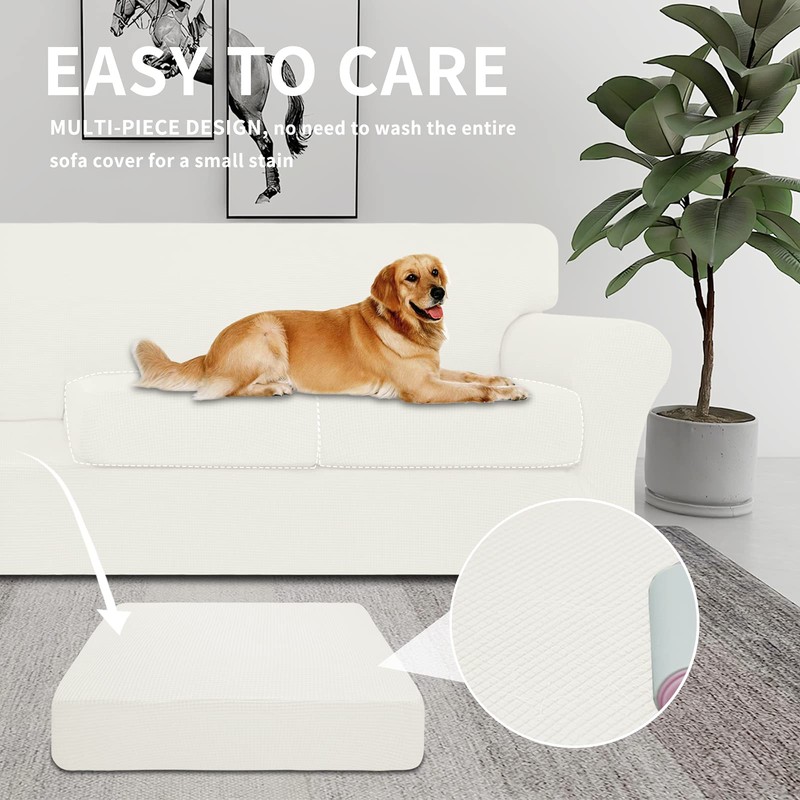 Easy-Going 3 Pieces Stretch Couch Cover Sofa Cover for Dogs