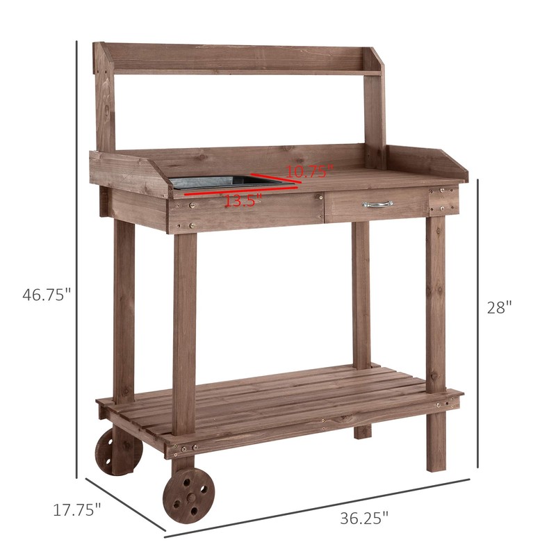 CHARMMA 36" Wooden Potting Bench Work Table with 2 Removable
