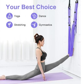 flintronic Yoga Stretching Strap, Aerial Yoga Rope for Back Pain, Adjustable Leg Stretcher Back Bend Assist Trainer, Hammock Swing Stretching Strap for Gymnastics Dance Aerial Yoga Ballet, Purple