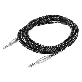 QUARKZMAN Guitar Instrument Cable, 15 Feet 1/4 Inch to 1/4 Inch Straight to Straight Angle Electric Guitar Jack Cable for Guitar Bass, Black White
