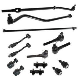 TRQ Front Steering & Suspension Kit Ball Joint Sway Bar Stabilizer Link Tie Rod Tie Rod Adjusting Sleeve Track Bar Compatible with 1991-2001 Jeep Cherokee 1991-1992 Comanche