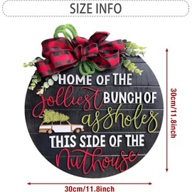 Baokcotei 2023 Christmas Wreath Xmas Decorations Winter Wreaths Merry Christmas Sign for Holiday Rustic Farmhouse Front Door Porch Wall Window Outside Decorations (3D type) (Black)