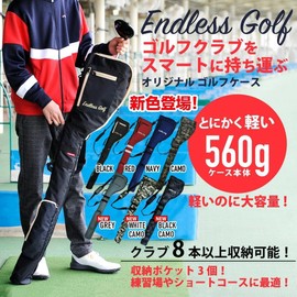 ENDLESS GOLF Golf Club Case, Holds Up to 8 (Lightweight, Large Capacity, Compact Storage), 3 Pockets, Folding, Shoulder Bag, For Practice, Golf Bag, Soft Case, Unleashed, Short Course, Men's, Women's,