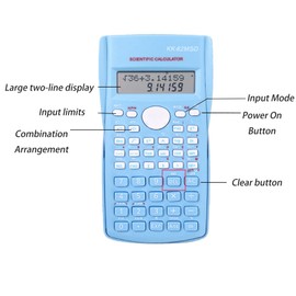 KK-82MS-D Portable Student Scientific Calculator with Two-line Display Function 240 Arithmetic Functions, Large Screen for Easy Use. (Blue)