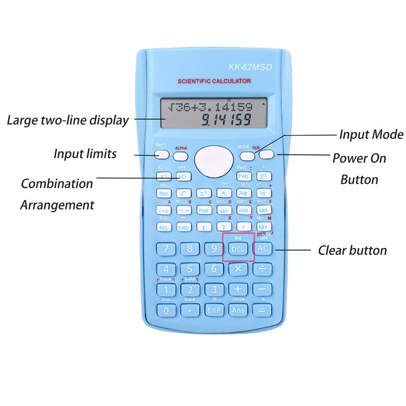 KK-82MS-D Portable Student Scientific Calculator with Two-line Display Function 240