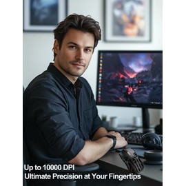 Wireless Gaming Mouse, Lightweight 10000 DPI Digital Screen Programmable Silent Tri-Mode Bluetooth/2.4G/USB-C Wired Ergonomic Gamer Mouse with Side Buttons for PC Laptop Computer Mac Gift,RGB Light