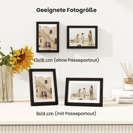 Feihorrm Vintage Wooden Photo Frame, Decorative Photo Frame (Black, 13 x 18 cm, 1x)