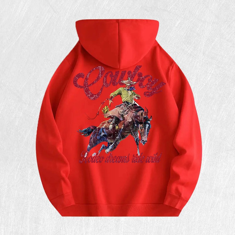 Cowboy Rodeo Graphic Hoodie 100% Cotton US Warehouse 6 ColorsColor: