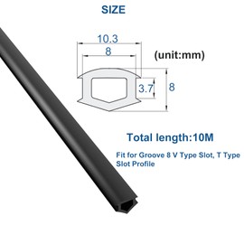 alwaiiz 10 m Aluminium Profile Groove Cover, 8 mm Series Slot Aluminium Profile Accessories, Dust Protection, Soft Cover Sealing Strips, Soft PVC Protective Sealing Strips for Aluminium Profile and 3D