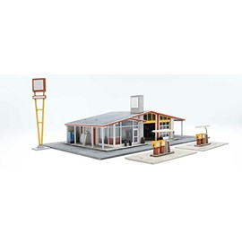 Walthers Cornerstone 933-3541 HO Scale Vintage Gas Station - Kit - Main Building: 10-1/2 x 9 x 3-3/16" 26.6 x 22.8 x 8cm