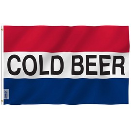 Anley Fly Breeze 3x5 Foot Cold Beer Flag - Vivid Color and Fade Proof - Canvas Header and Double Stitched - Advertising Beer Flags Polyester with Brass Grommets 3 X 5 Ft