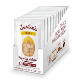 Honey Peanut Butter Squeeze Packs by Justin's, Gluten-free, Non-GMO, Responsibly Sourced, Pack of 10 (1.15oz each)