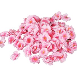 Myuiao 100 Pcs Pink Artificial Cherry Blossoms Heads Silk Peach Flowers Faux Flower Heads Fake Small Flowers Floral Decors Party Decoration Artificial for DIY Home Wedding Crafts Decoration