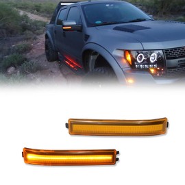 GTINTHEBOX Amber Lens Amber Led Side Mirror Marker Turn Signal Light Lamp for 2009-2014 Ford F150