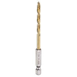 sourcing map Brad Point Drill Bits 4mm(5/32") Dia 1/4" Hex Shank Drill Metric Brad Point 1.69 Drilling Depth Spiral Twist Drill Bits for Carpenter Woodworking Plastic Rubber, Gold
