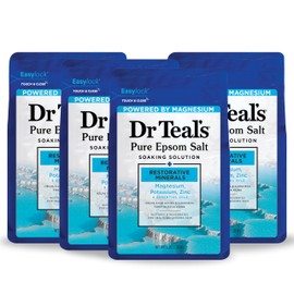 Dr Teal's Dr Teal's Pure Epsom Magnesium Salt Soak, Restorative Minerals with Magnesium, Potassium, Zinc & Essential Oils, 3 lbs (Pack of 4)