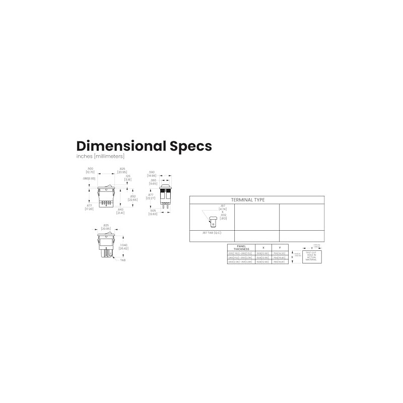 Carling Technologies Sub-Mini Rocker Switch | SPST ON-Off | 8A