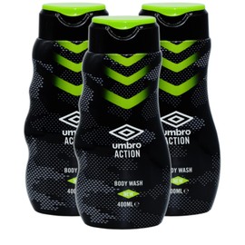 3x Umbro Action Body Wash - 400ml - (With A Free Fridge Magnet)