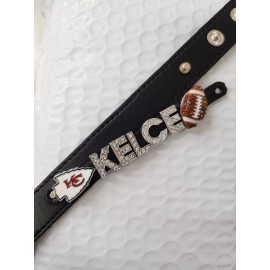 black Rhinestone Charm Bracelet /football Fan /football mom