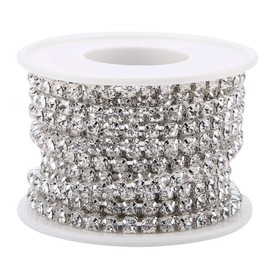 5 yarda/rollo de cristal Rhinestone cadena DIY moda SS16 cerca de la cadena de ropa de joyería de belleza artesanía para la decoración de DIY(Silver)