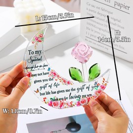 ​​​Glass Moon Shaped Plaque Gifts for Daughter in Law from Mother in Law, Love Keepsake for Bonus Daughter, Decorative Crystal Presents for Women on Birthday Christmas Home Ornaments