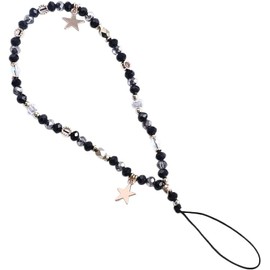 Five-Pointed Star Pendant Beaded Phone Chain,Cute Phone Charms Beaded Phone Strap Romantic Mobile Phone Strap Detachable Lanyard，Décor，Cell Phone Charms (Black)