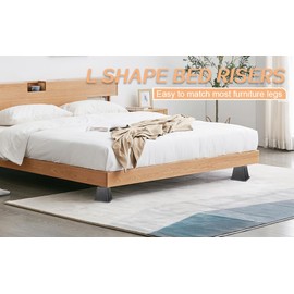 Ihomepark Bed Risers 4 Inch Heavy Duty, Square Furniture Frame Lift for Couch, Chair, Desk, Sofa and Bunk Bedpost, Set of 8