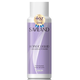 Saviland 4 oz Acrylic Liquid for Acrylic Powder System Professional Acrylic Nail Supplies Non-Yellowing Low Odor for Nail Salon Home DIY