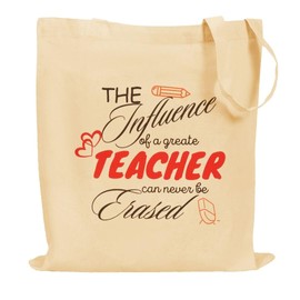 MINIMARG Printed100% Cotton Canvas Tote Bags for gift, Present, Student, Teacher, Bride, Souvenir, eco-friendly Reusable Tote Bags -Size 38x42cm+65cm long Handle (Influence of Teacher)