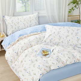SAPHREAS White Duvet Cover Set Twin Size 100% Cotton, Soft Bedding Comforter Cover Organic with Zipper Closure & Corner Ties, Comforter Not Included
