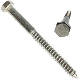 3/8" X 6" - 304 Grade Stainless Steel lag screws, Hex head fasteners, stainless steel screw. Use as Construction, wood, metal, lag screw or mounting screws fasteners lag bolts. Heavy duty screws. (10)