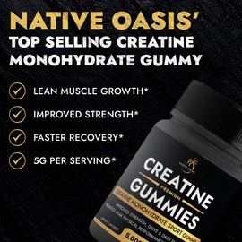“Creatina Monohidrato | 5,000 MG Gummy Creatine Supplement para Hombres y Mujeres | Mejora la Fuerza, Ene