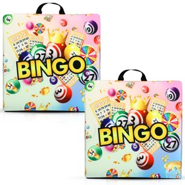 Thyle 2 Pack Bingo Night Seat Cushion Set 2" Cushion with Strap & Handles for Women Comfortable Chair Pillow for Bingo Nights Gaming, Events, and Home Use
