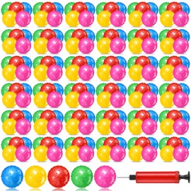 Lenwen 150 Pcs Knobby Balls Bulk 5.5 Inch Bouncy Balls Inflatable Sensory Toys with Air Pump Spiky Massage Stress Ball Bouncy Party Favors Gifts for Playground Backyard Pool Office, 5 Color