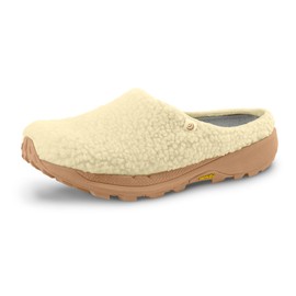 Topo Athletic Women's Revive Lightweight Comfortable 3MM Drop Recycled Fleece Natural Recovery Shoes, Everyday Wear Slippers, Cream/Tan, Size 6.5