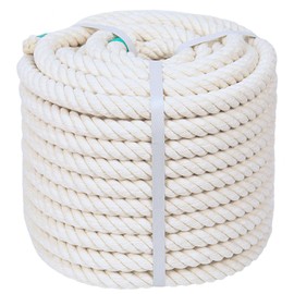 Natural Cotton Rope (3/4 in x 100 ft) Soft White Rope for DIY Crafts, Hammock, Plant Hangers, Home Decorating