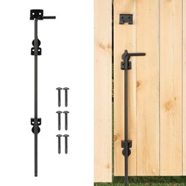 18" Cane Bolt Heavy-Duty Drop Rod for Gate, Gate Ground Latch for Wooden Fences Metal Gates Doors, Metal Gates Doors Stopper for Gate Ground, Wrought Iron Gate Latches, Black Finish(1 Pack)