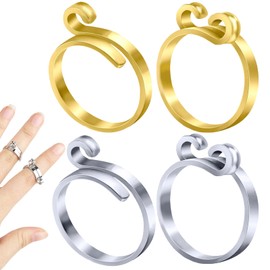 BLMHTWO 4 Pieces Crochet Ring Adjustable Yarn Ring for Crocheting Knitting Loop Open Finger Ring for Mother Grandma Thanksgiving Presents Finger Yarn Guide Crochet Accessories, Non-Precious Metal, No