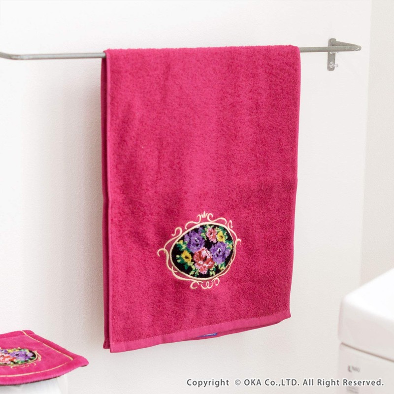 OKA Face Towel, Pink, Approx. 13.0 x 31.5 inches (33